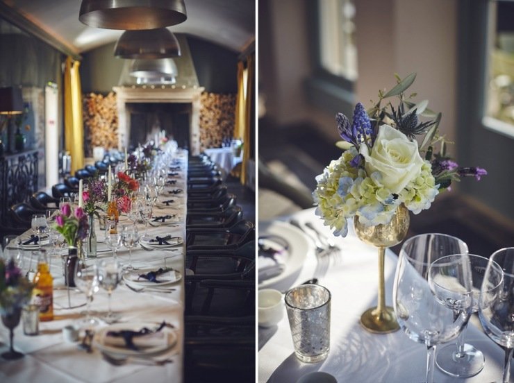 wedding photography floral table style Babington House Somerset