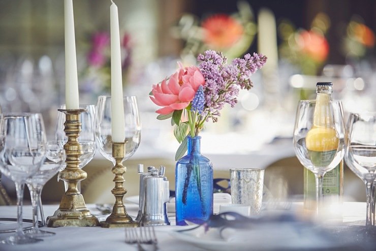 wedding photography floral table style Babington House Somerset