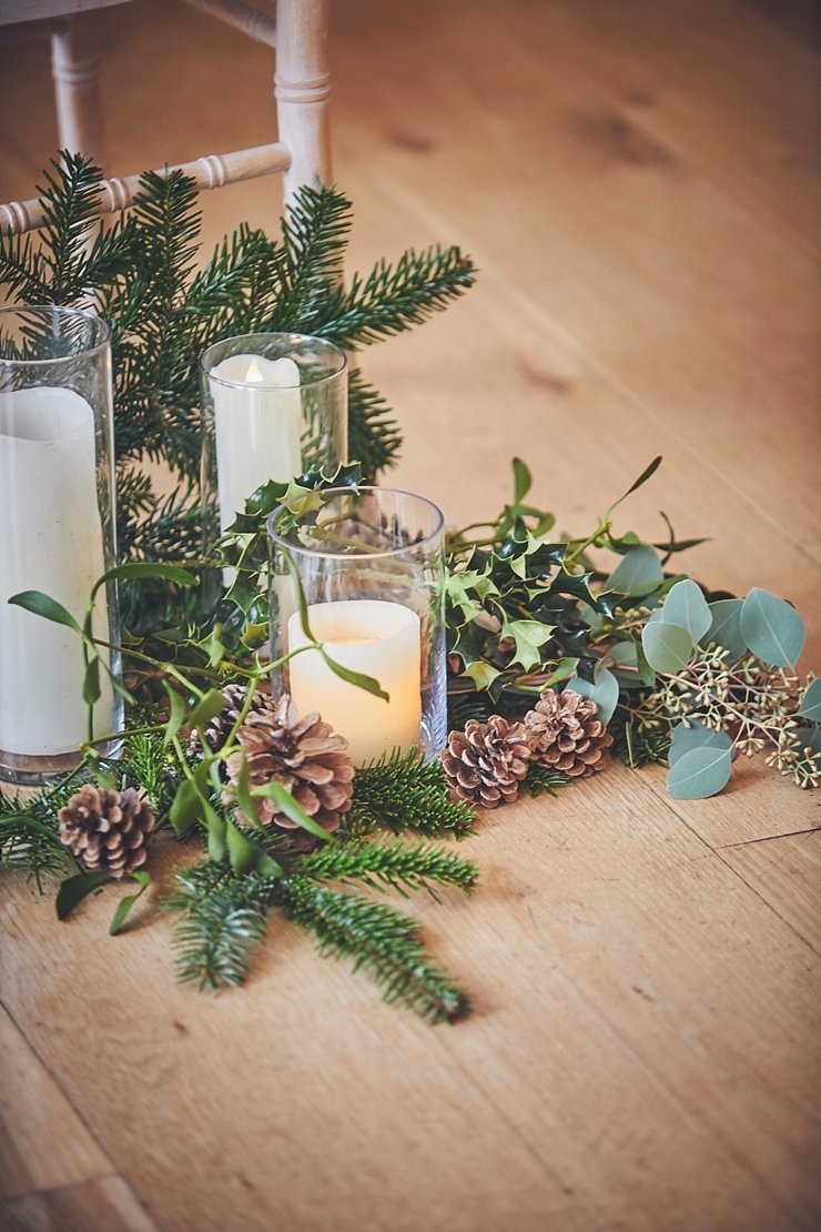 ceremony flowers at winter micro wedding at Rockbeare manor Devon