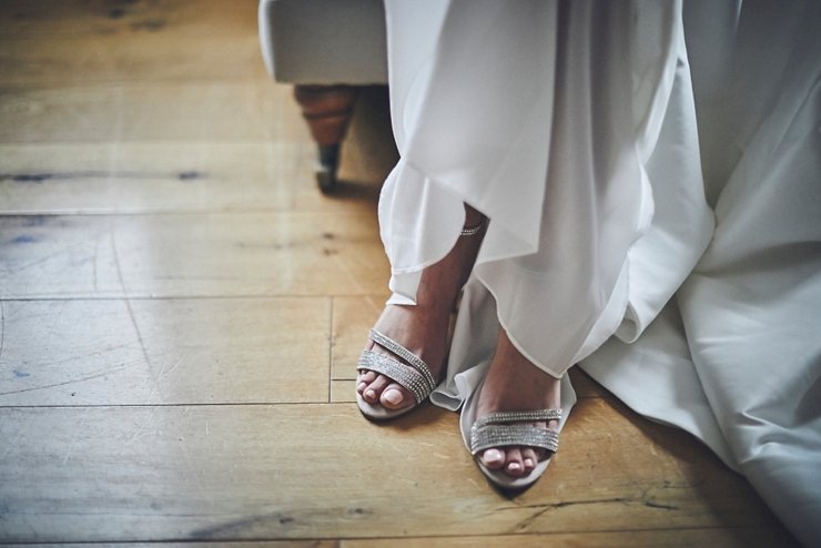 brides wedding shoes at a small wedding in Devon