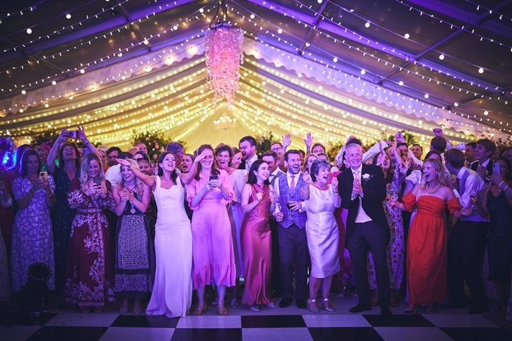 marquee at night at hotel endsleigh wedding