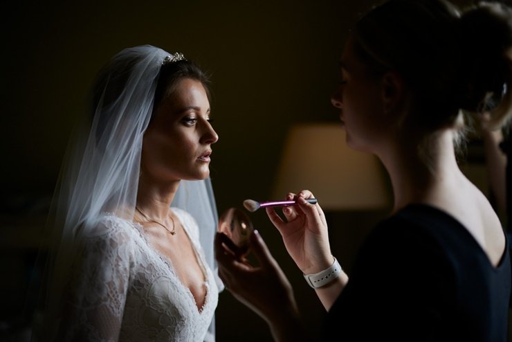 bride having make up at hotel Endsleigh
