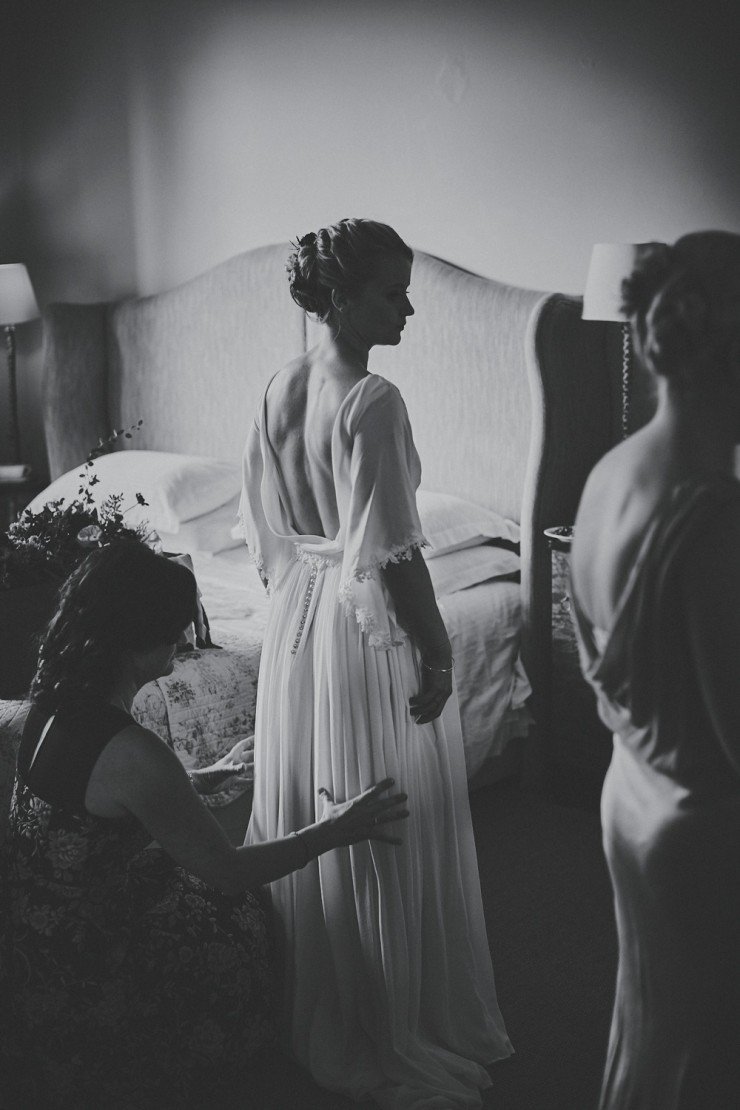 candid photography of bridal preparations at Hotel Endsleigh in Devon
