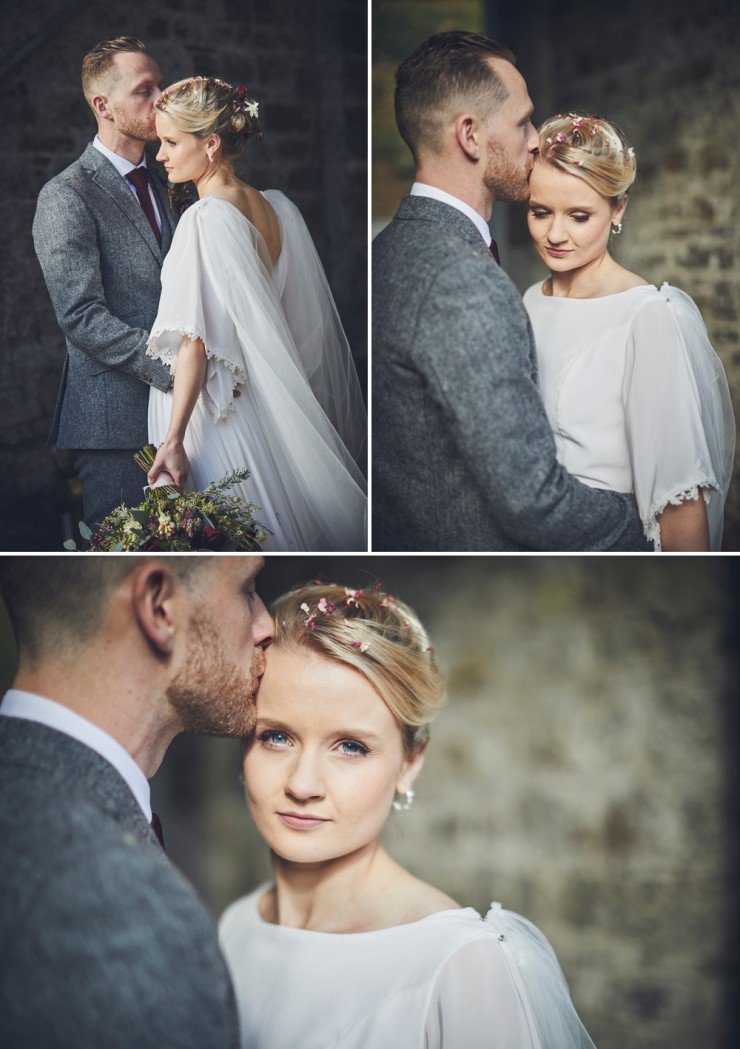 beautiful contemporary wedding photography of bride and groom at their Autumn wedding at Hotel Endsleigh in Devon
