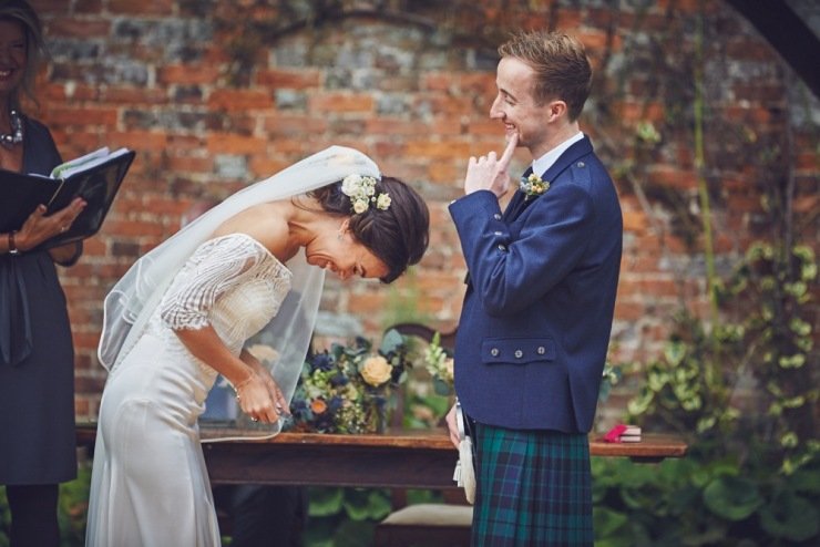 candid photography of wedding ceremony at Kingston Estate wedding in Devon