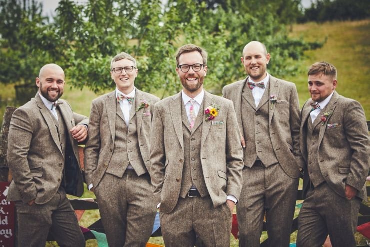 wedding photography of groom and best men at a wedding at West Town Farm in Exeter