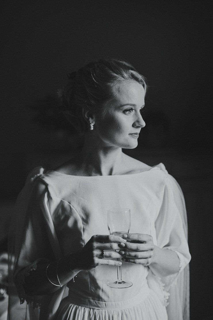 black and white portrait photography of stunning bride getting ready for her wedding at Hotel Endsleigh in Devon