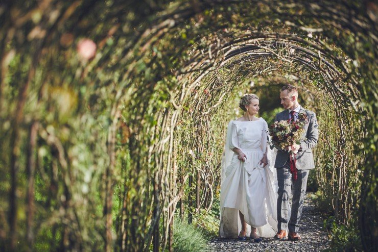 beautiful contemporary wedding photography of bride and groom at their Autumn wedding at Hotel Endsleigh in Devon