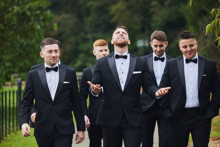 black tie groomsmen at Rockbeare Manor